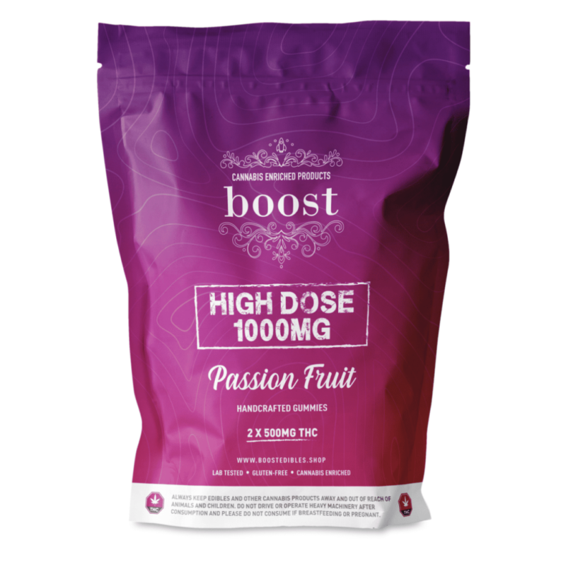 Boost THC High Dose – Passion Fruit 1000mg Gummies