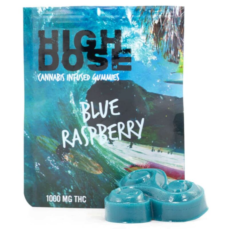 High Dose – Blue Raspberry THC Gummies (1000mg)