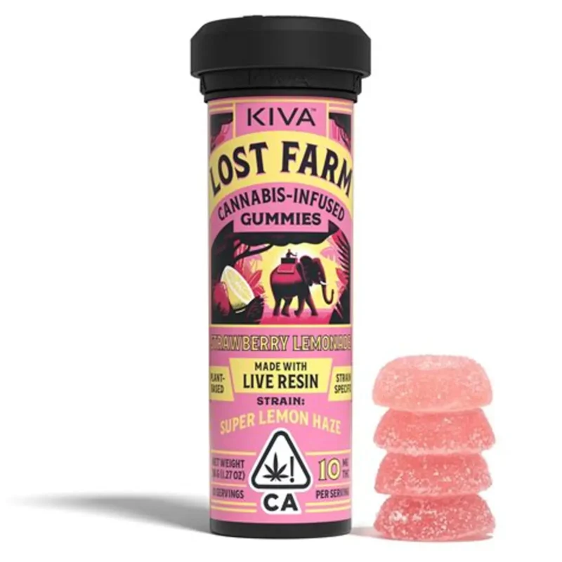 LOST FARM STRAWBERRY LEMONADE X 'SUPER LEMON HAZE' GUMMIES by KIVA CONFECTIONS