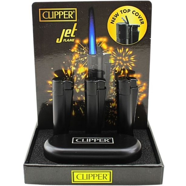 Clipper Electronic Jet Flame Lighter Gift Set - Matte Black