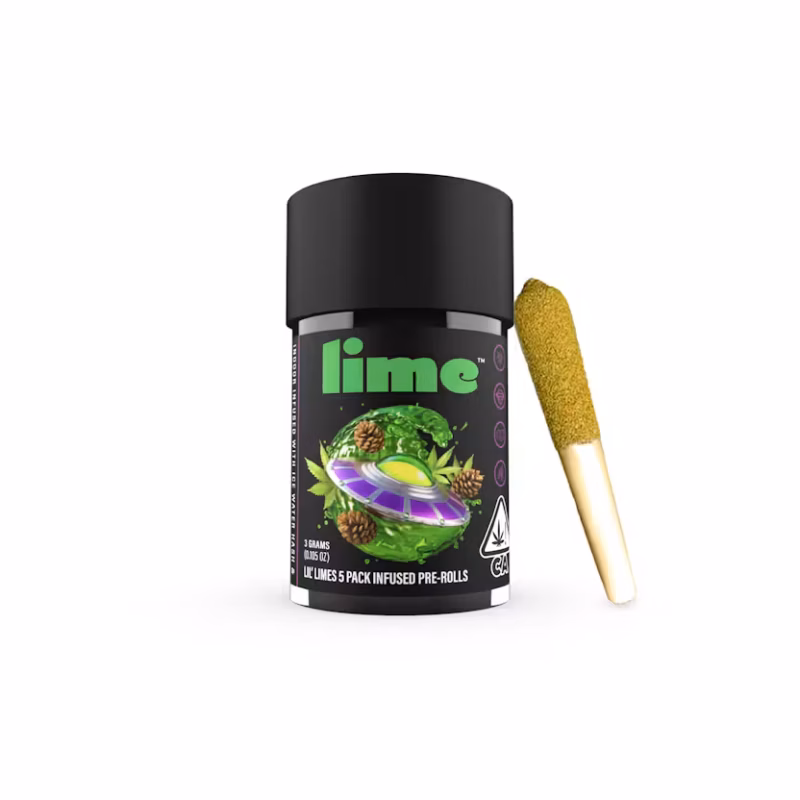 Lime Live Resin & Hash Infused Lil' Limes (.6g x 5 Mini Pre Rolls)