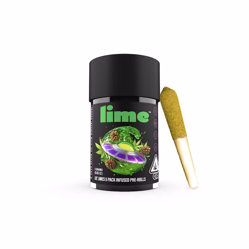 Lime Live Resin & Hash Infused Lil' Limes (.6g x 5 Mini Pre Rolls)