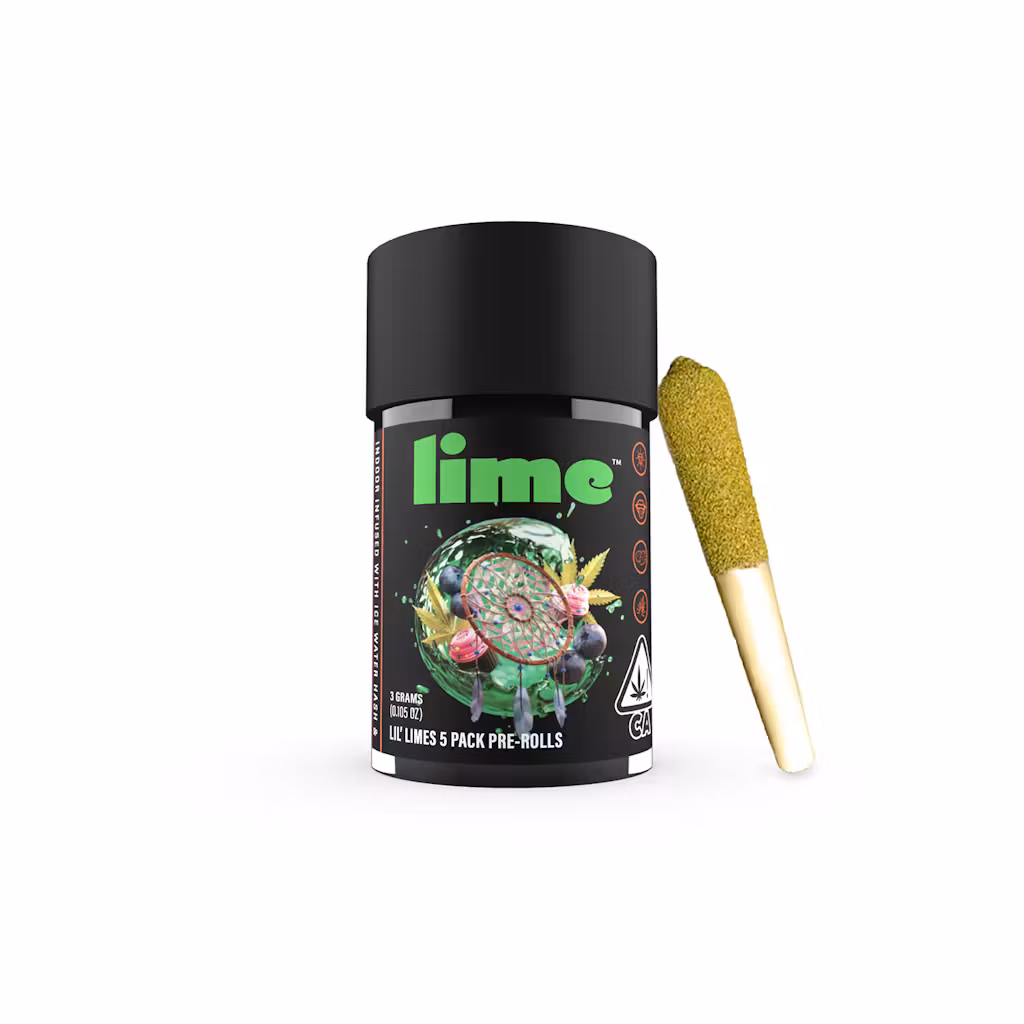 Lime Live Resin & Hash Infused Lil' Limes (.6g x 5 Mini Pre Rolls) | Blue Dream