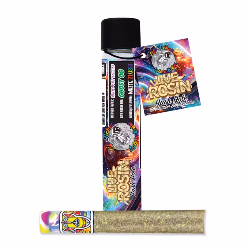 Lift Tickets White Zlushi x Ghost OG x Mendo Purp Zkittlez -GlassTipLiveRosinPreRol1.75g