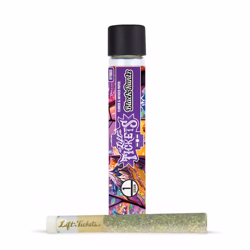 Lift Tickets Infused Glass Tip Pre-Roll: Black Runtz 1g Joint