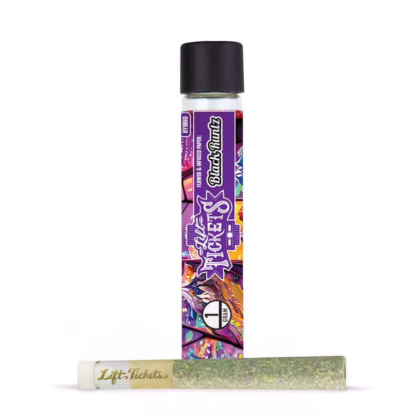 Lift Tickets Infused Glass Tip Pre-Roll: Black Runtz 1g Joint