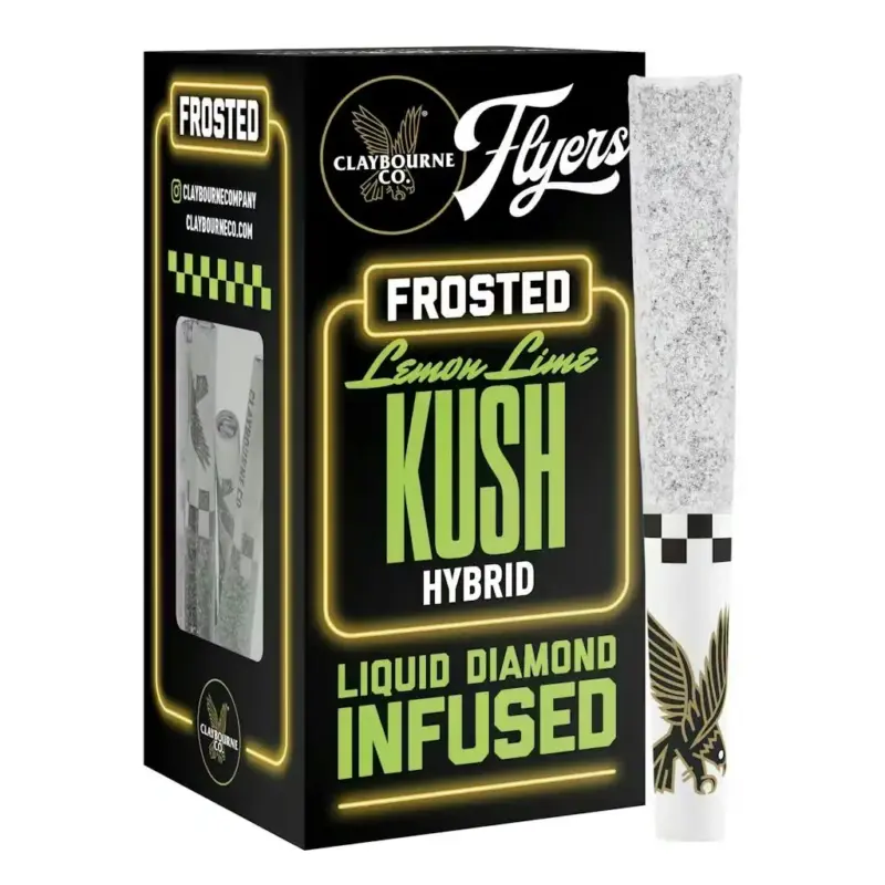 Claybourne Co. Lemon Lime Kush • Diamond Frosted Flyers Pre-Rolls • 5 Pack • 2.5g